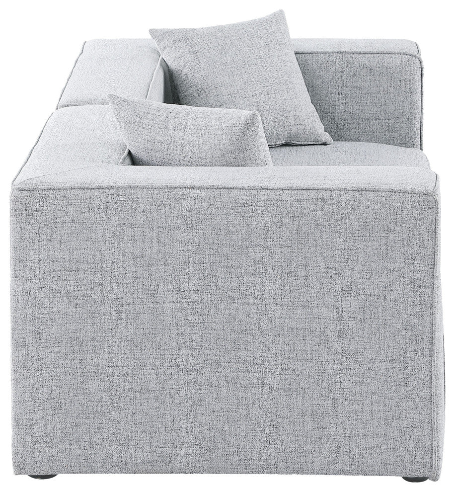 Cube Upholstered Modular Sofa, Gray, 2-Piece: 2 Corner Chair, Linen Texured Fabric
