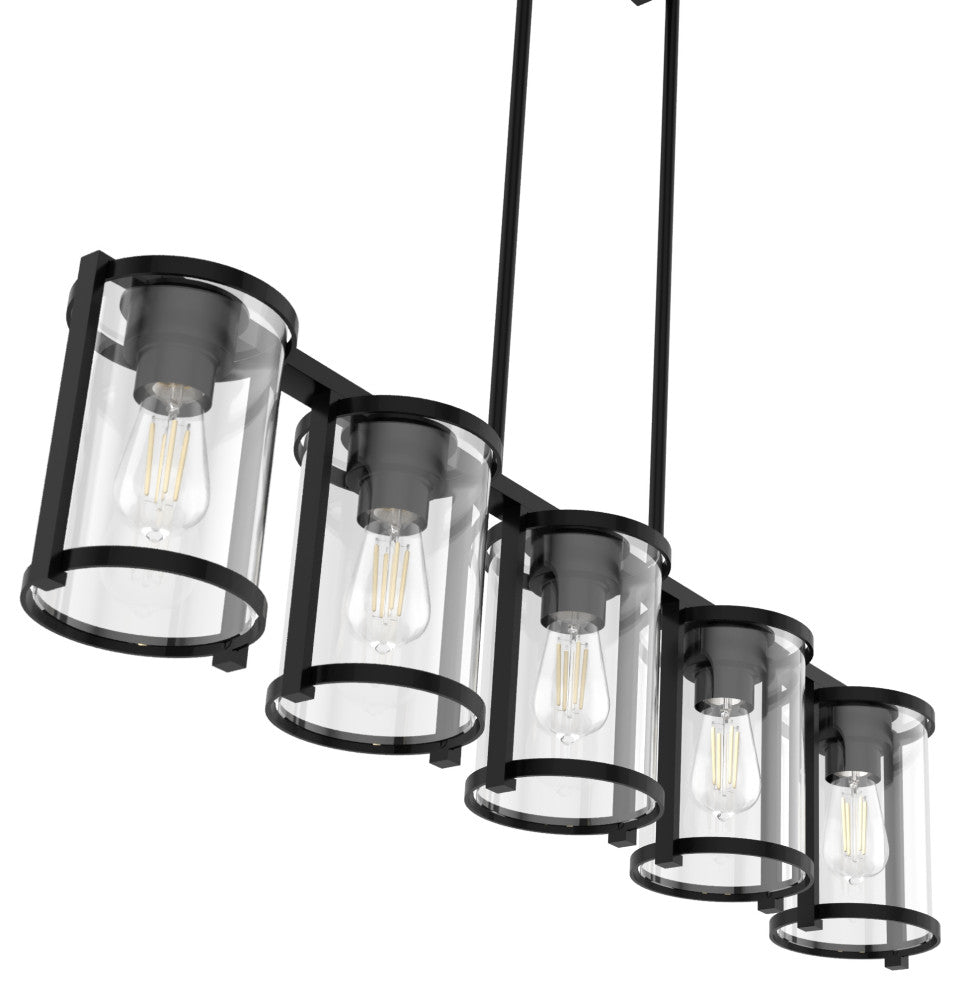 Astwood Matte Black With Clear Glass 5 Light Chandelier Ceiling