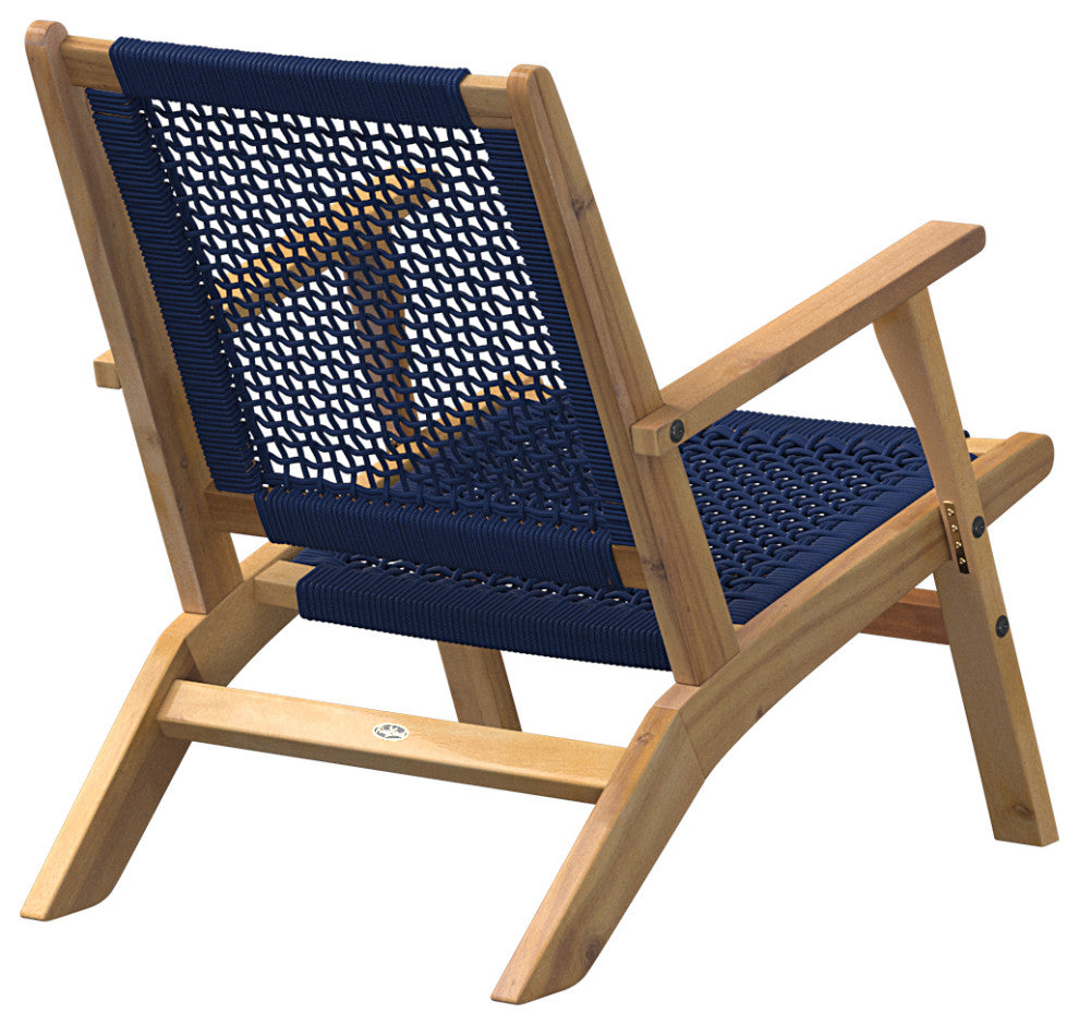 Vega Natural Stain Outdoor Chair in Navy Blue Cording