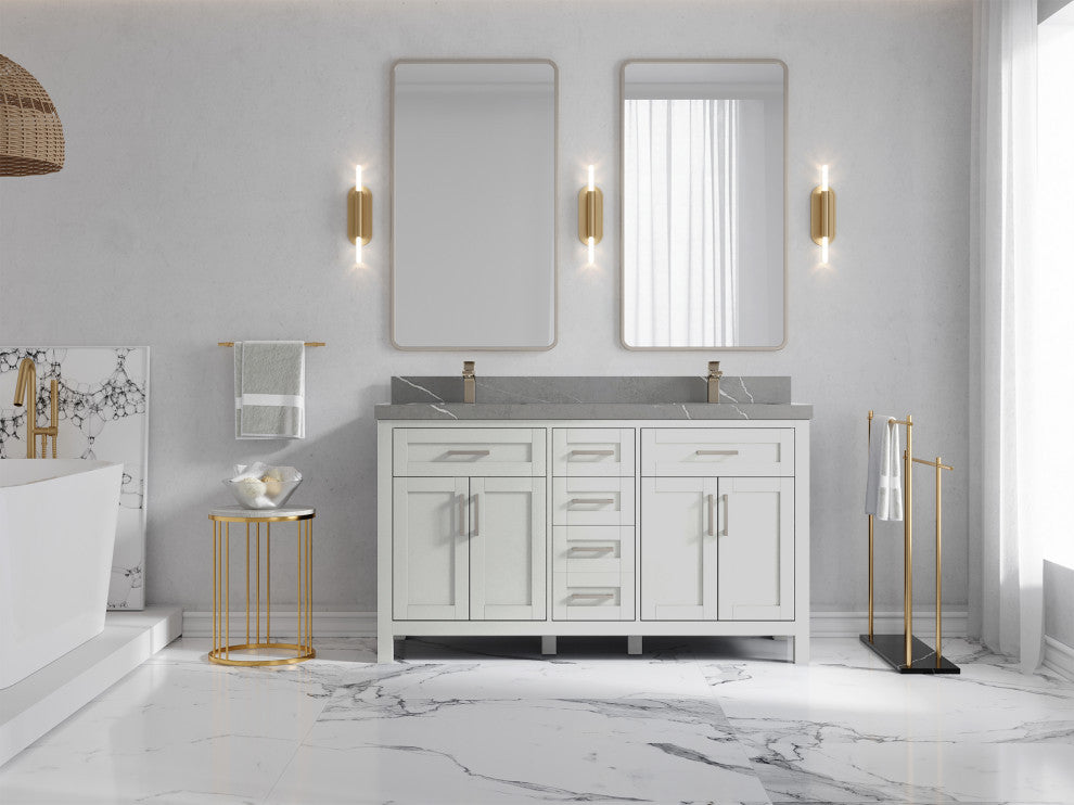 Cambridge 60 Double Bathroom Vanity in Coventry Gray 2" Piatra Gray
