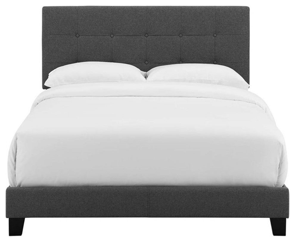 Modway Amira Full Modern Upholstered Polyester Fabric Bed in Gray
