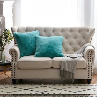 Faux Fur Pillow Shell Set, Blue Turquoise, 2 Piece, 20"x20"