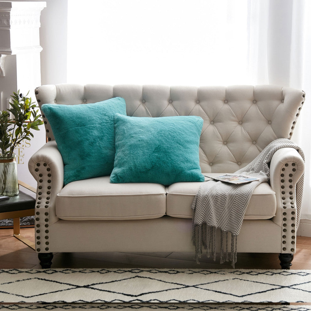 Faux Fur Pillow Shell Set, Blue Turquoise, 2 Piece, 20"x20"