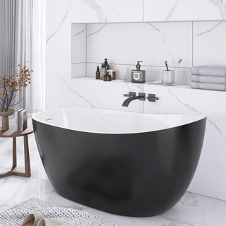 Acrylic Slipper Freestanding Flatbottom Soaking Bathtub, Black, 59"29"