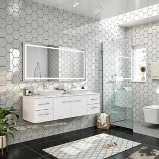 Totti Wave 72 inch White Modern Double Sink  Vanity  Top And Double Sinks