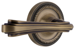 Rope Rose With Fleur Lever, Antique Brass, Passage, Right-Handed