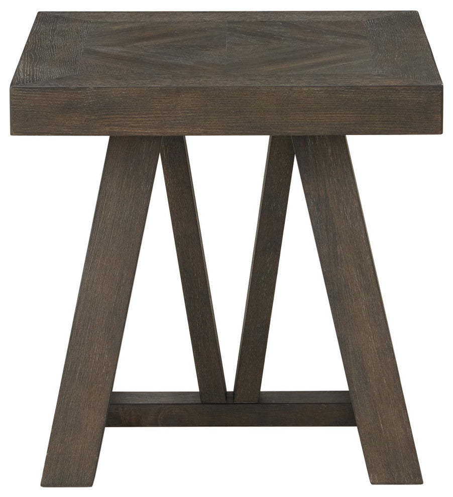 Hearst 24" Wide End Table With Trestle-styled Base, Reclaimed Chevron