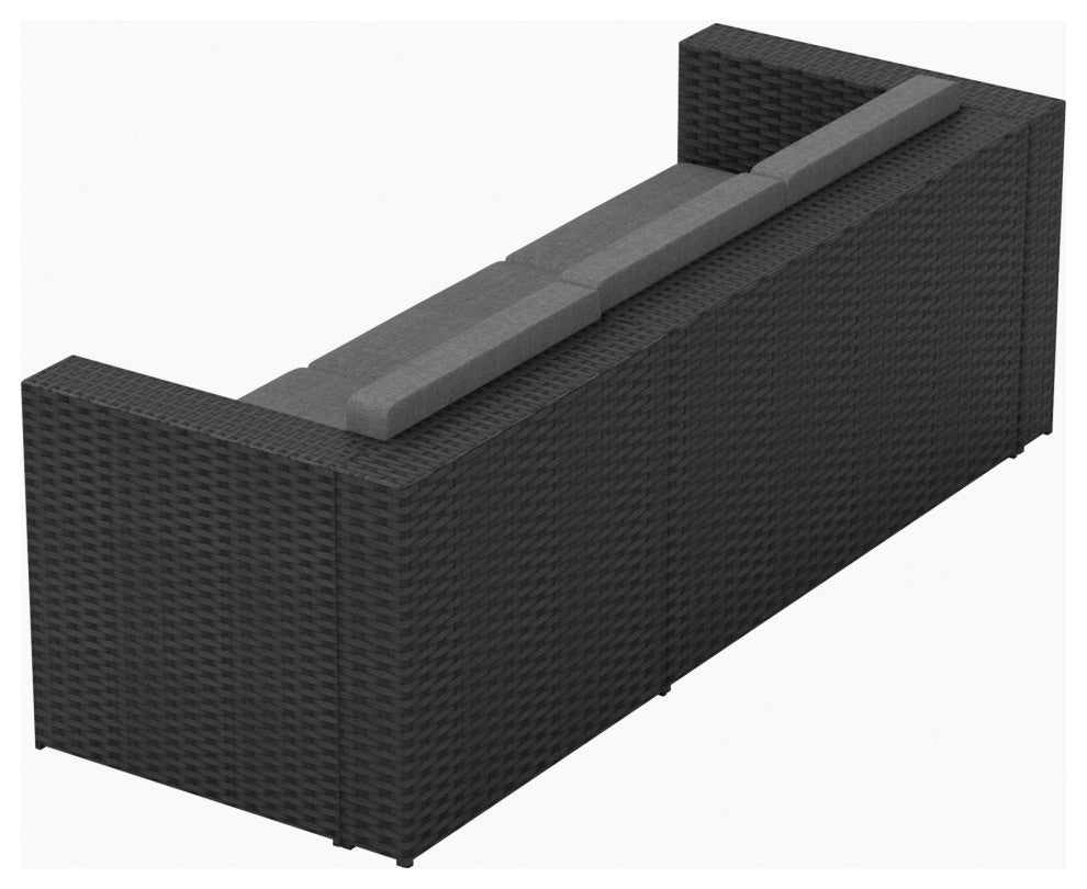 WestinTrends Outdoor Patio Cushioned Rattan Wicker Sofa, UV Water Resistant, Black