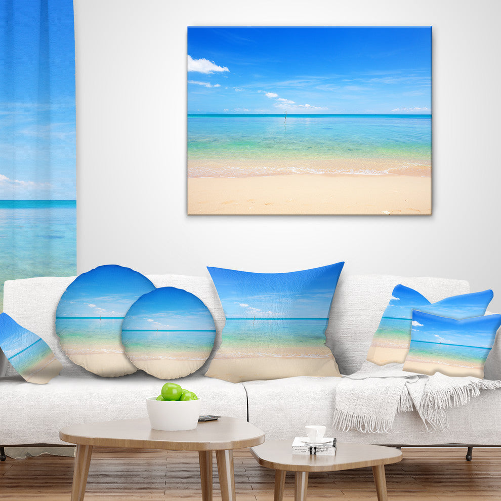 Calm Waves at Tropical Beach Seashore Photo Throw Pillow, 16"x16"