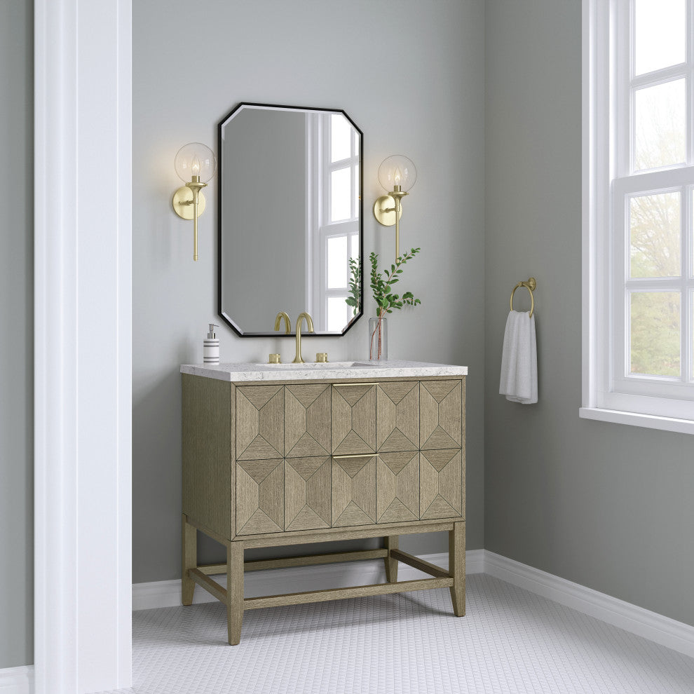 Emmeline 36" Single Vanity, Pebble Oak, Eternal Jasmine Pearl