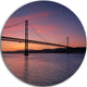 Wonderful View Of Lisbon Bridge, Seascape Round Metal Wall Art, 36"