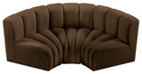 Arc Velvet Upholstered 3-Pc. Inward Curved Modular Sectional, Brown