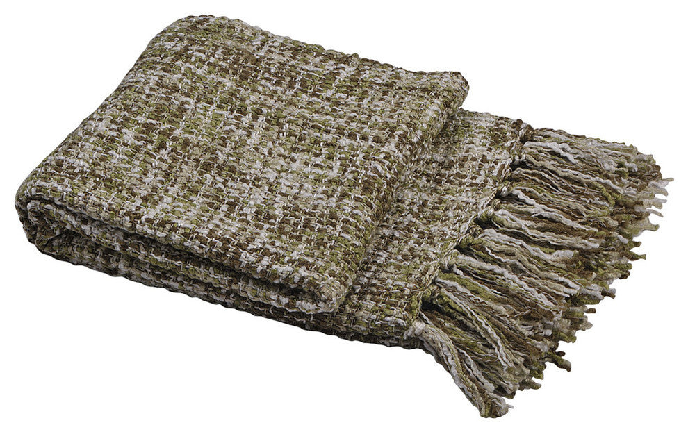 Jumbo Naga Knitted Throw Blanket, Martini Olive, 60"x80"