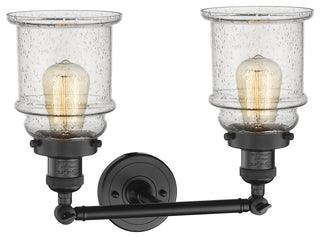 Canton 2-Light Bath Fixture, Seedy Glass, Matte Black