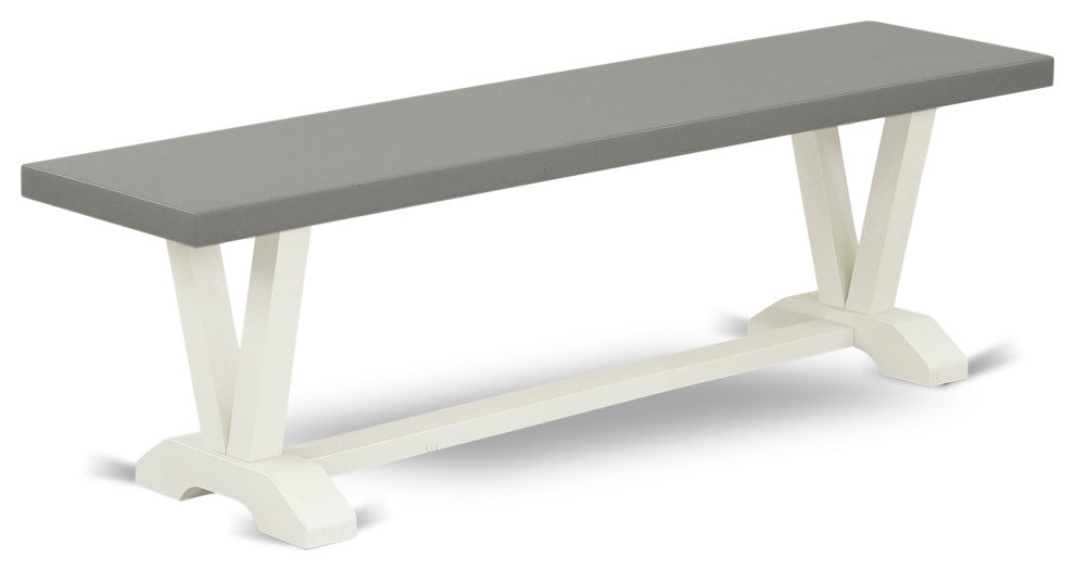 V-Style 15X60 In Dining Bench With Wirebrushed Linen White Leg And Cement Top