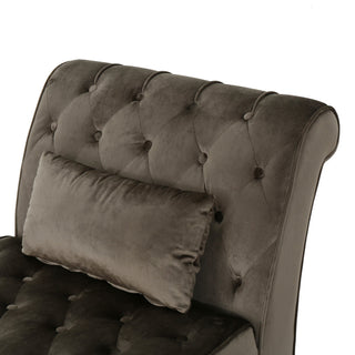 GDF Studio Rafaela Tufted New Velvet Chaise Lounge, Gray