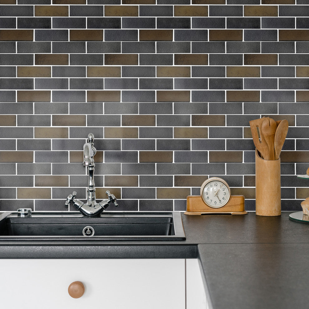 Lorca 11.18x9.84, Gray Subway Lava Stone Mosaic Floor/Wall Tile, Sample