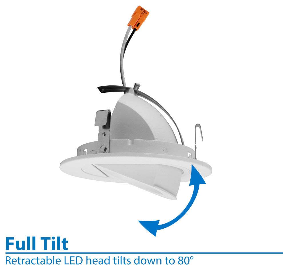 NICOR 4" White LED Recessed Retrofit Adjustable Retractable Downlight, 2700k