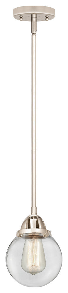 Beacon Mini Pendant, Polished Nickel, Clear, Clear
