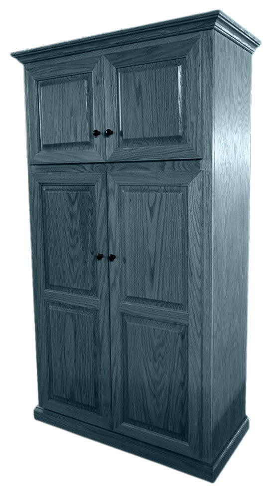 Oak Kitchen Pantry With upper Storage, Smokey Blue Oak