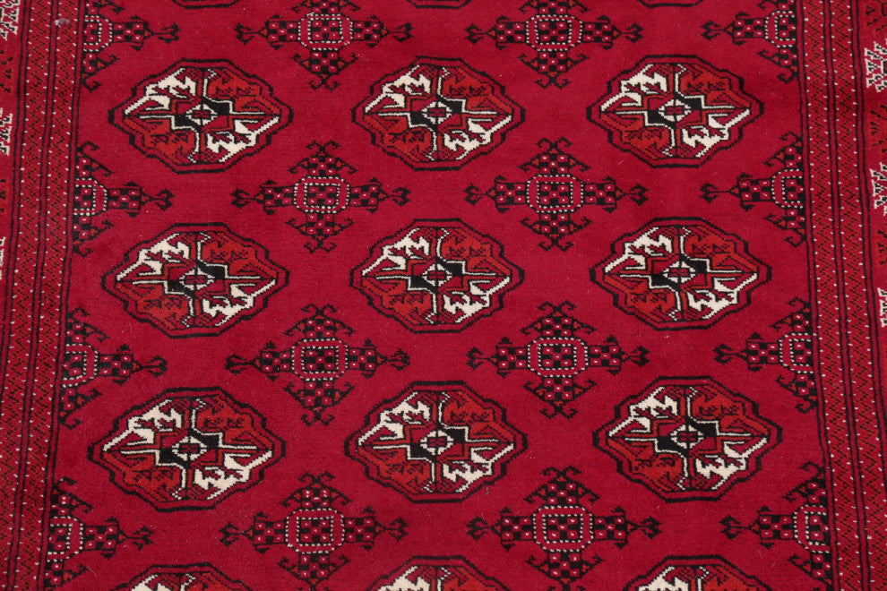 Balouch Oriental Traditional Carpet Hand Made Afghan Area Rug, Red, 7'3"x5'1