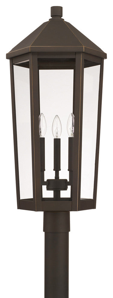 Ellsworth 3 Light Outdoor Post Lantern, Oiled Bronze