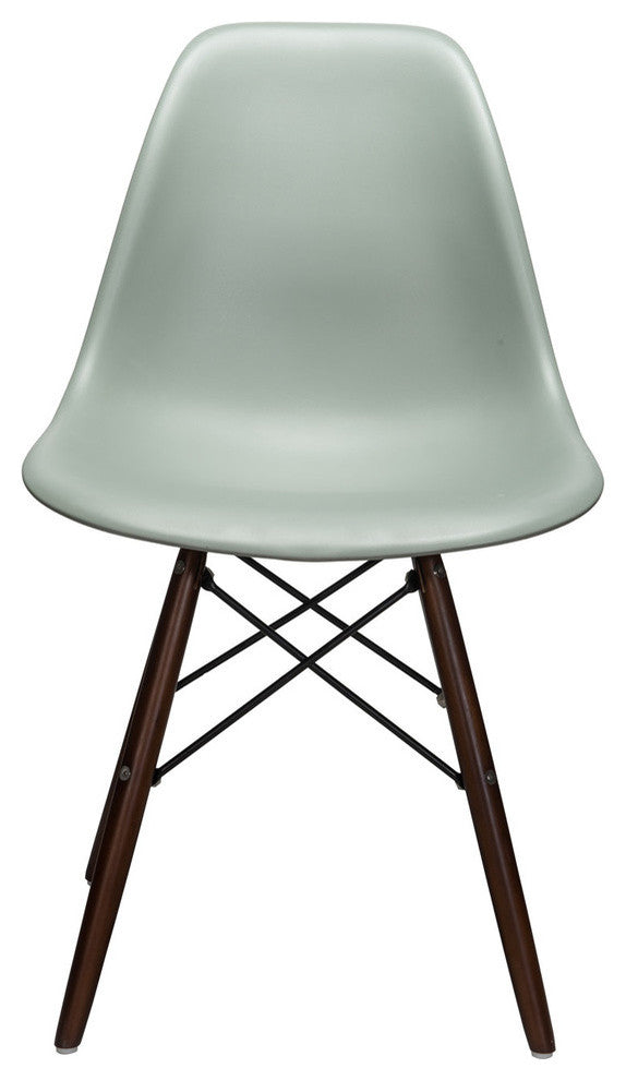 Nature Series DSW Molded Dining Chair, Dark Walnut Wood Eiffel Legs, Moss Gray