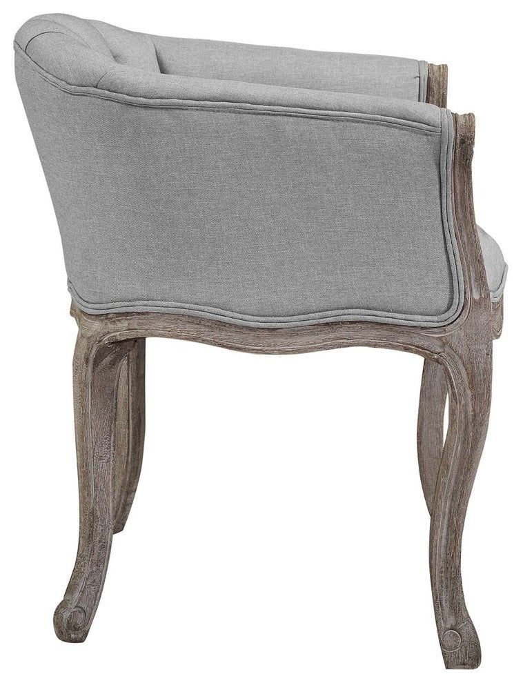 Crown Dining Armchair Upholstered Fabric Set of 4, Light Gray
