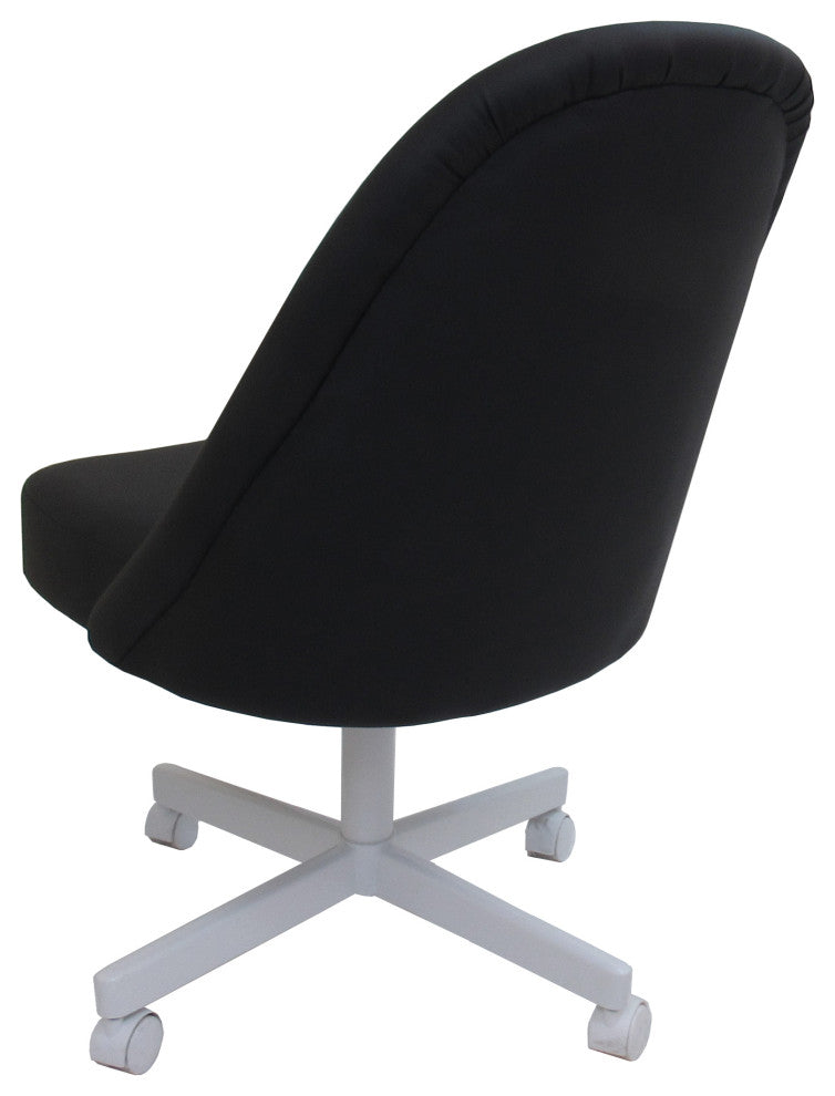 M-235 Dinette Swivel Metal Caster Chairs - Clear Glass, Black Vinyl - White, Cra