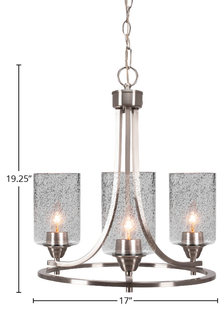 Paramount Uplight 3-Light Chandelier, Brushed Nickel, 4" Smoke Bubble Glass