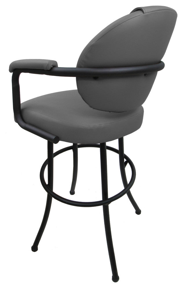 Swivel Counter Metal Pub Set - M-70 Stools 26" or 30", Grey Vinyl - Black, 30", Crackle Glass