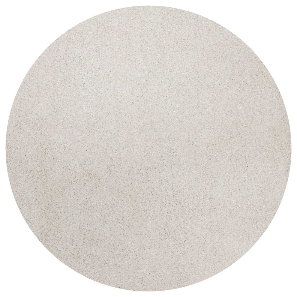 HomeRoots 6' Ivory Hand Woven Round Indoor Shag Area Rug