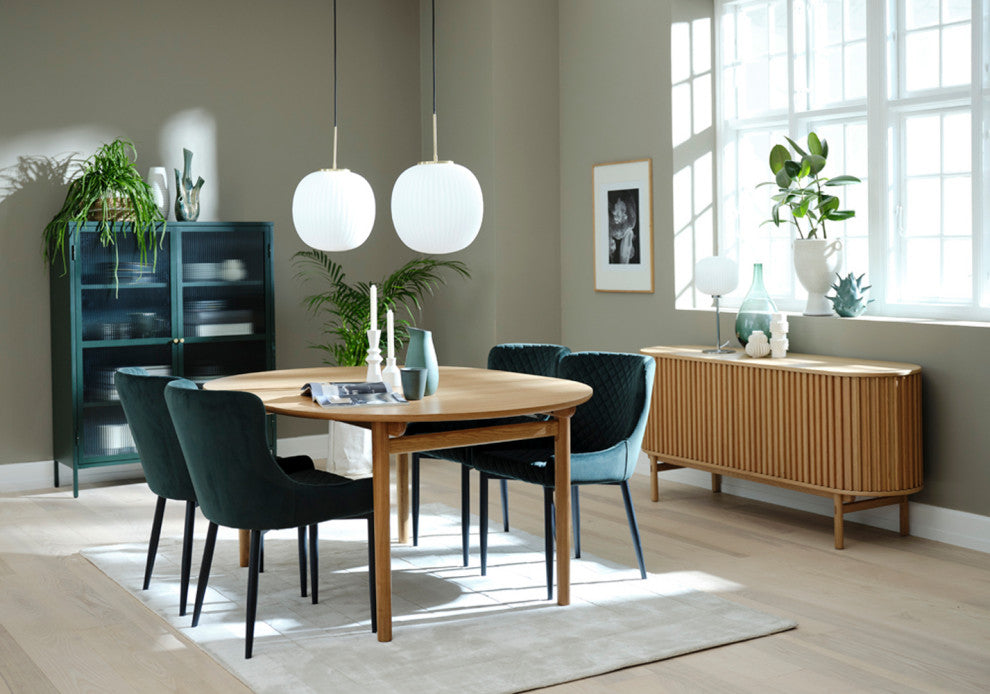 Mid-Century Modern Rounded Sliding Door Sideboard 63"W, Natural