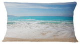 White Waves Kissing Beach Sand Seashore Throw Pillow, 12"x20"