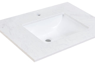 Salerno 31" Engineered stone Vanity Top in Aosta White with White Sink