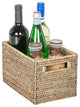 La Jolla Rattan Shelf Basket with Handles, Small, Black-Wash