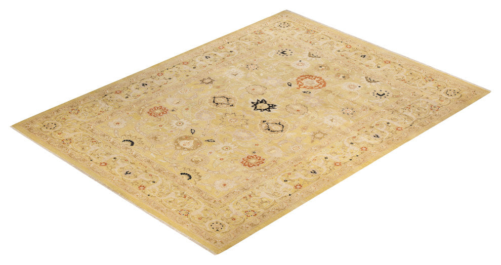 Eclectic, One-of-a-Kind Hand-Knotted Area Rug Green, 9' 3" x 12' 2"