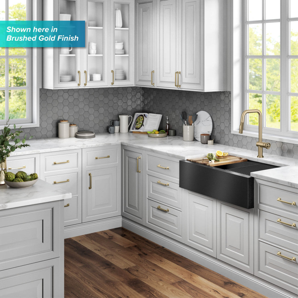 Urbix Bridge Kitchen Faucet, Black Stainless, Kpf-3126sb