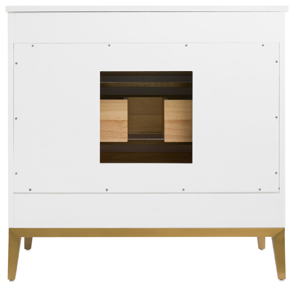 Nolan Freestanding Bathroom Vanity with Quartz Top, White, 36"