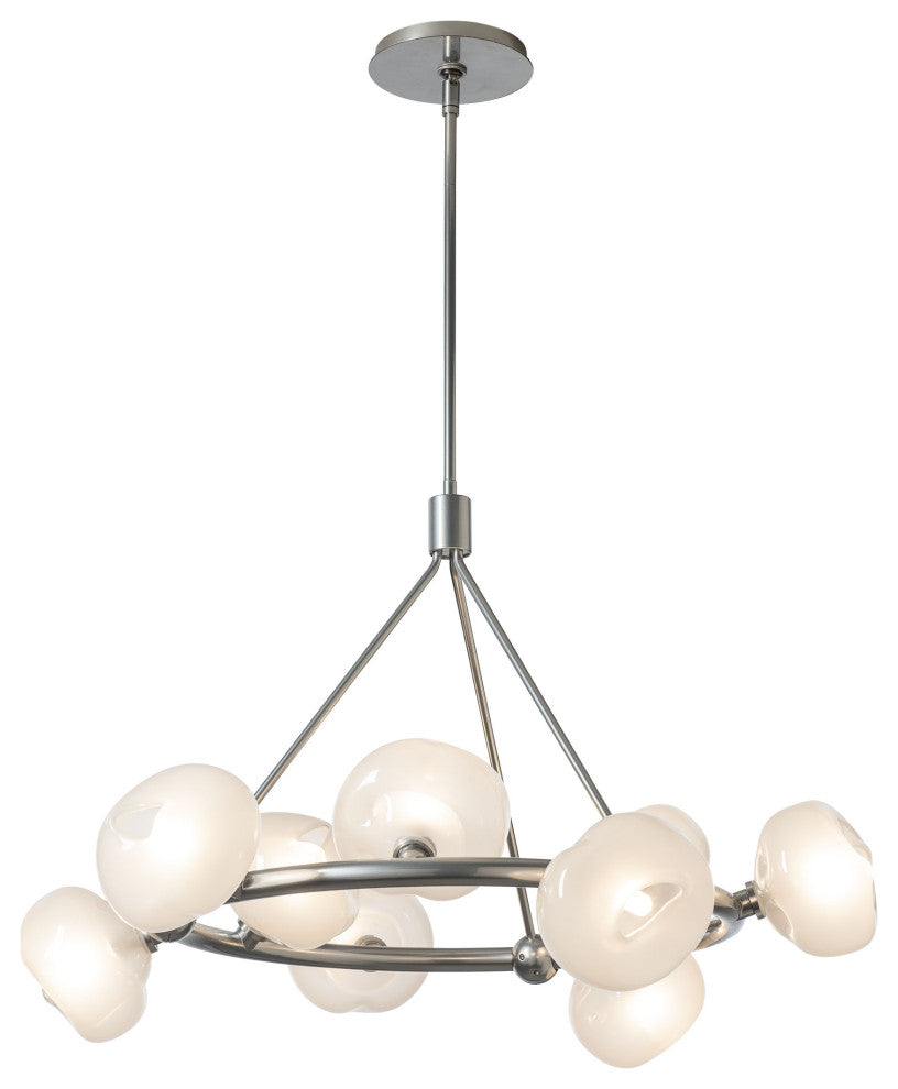 Ume 9-Light Ring Pendant, Sterling, Frosted Glass