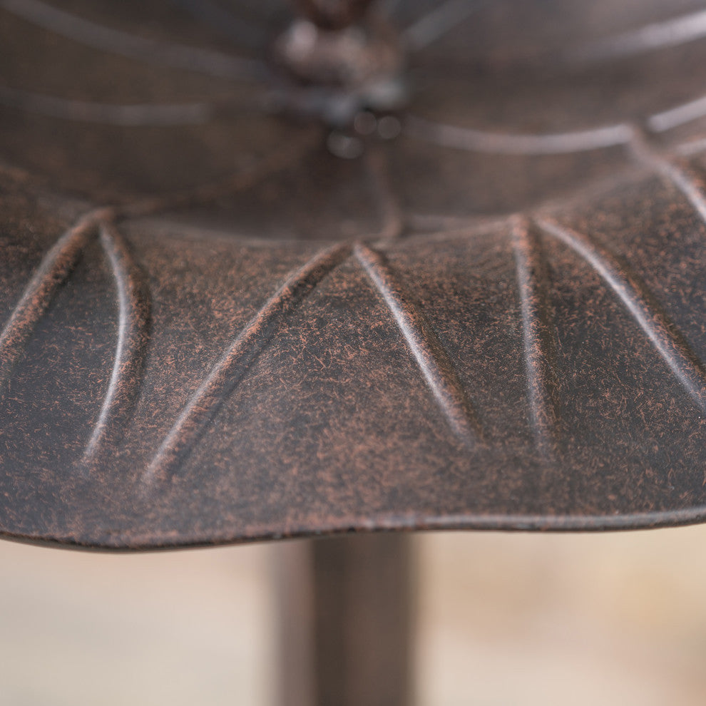 GDF Studio Lancaster Outdoor Bronze Aluminum Top Bird Bath With Iron Base