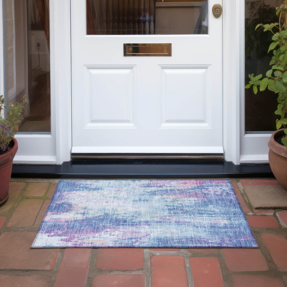 Machine Washable Indoor/Outdoor Chantille ACN1640 Blue 1'8" x 2'6" Rug