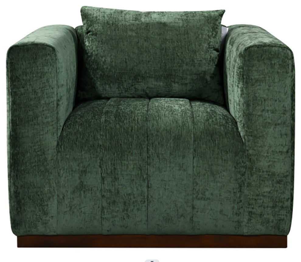 Upton Lounge Chair in Cypress Green Multi-Weave Fabric with Toss Pillow