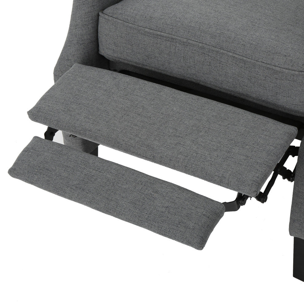GDF Studio Weyland Contemporary Fabric Wingback Pushback Recliner, Charcoal