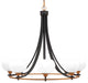 Paramount 8-Light Chandelier, Matte Black & Brass, 7" White Muslin Glass