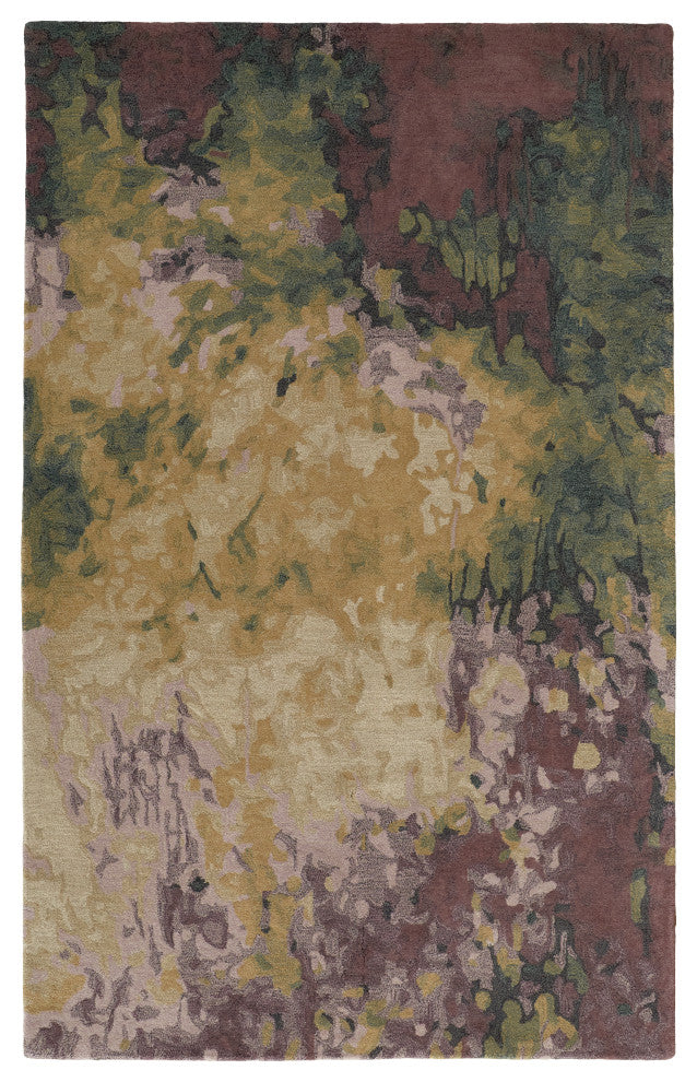 Weave & Wander Nakita Rug, Eggplant/Lodon Green/Gold, 8ft x 10ft Rug