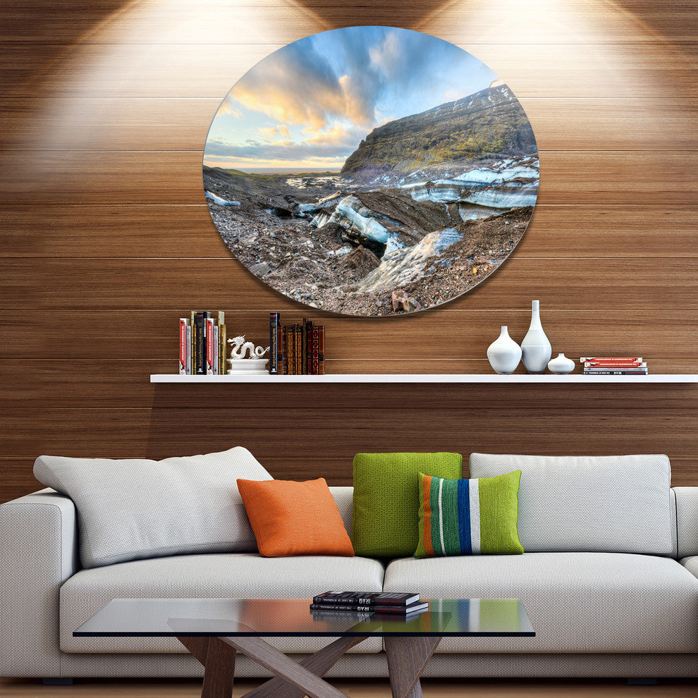Vatnajokull Glacier Trail Iceland, Seashore Round Wall Art, 11"