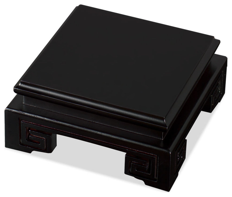 4.5 in Square Wooden Asian Display Stand, Black