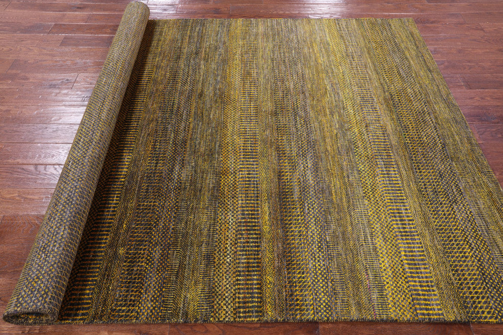 6' 1" X 9' 1" Super Savannah Gabbeh Wool and Silk Hand-Knotted Rug Q11910