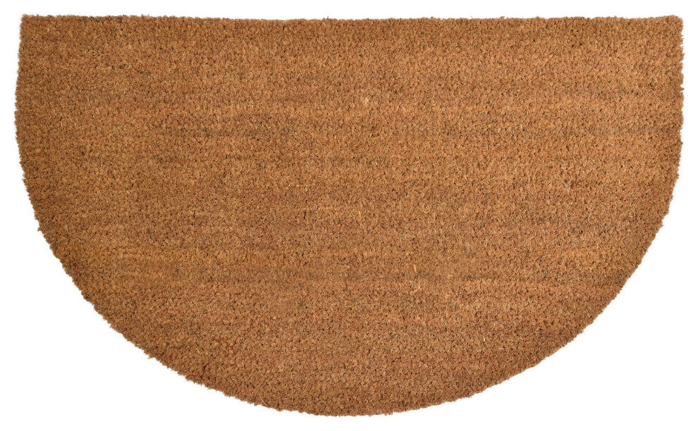 Sheltered Half Round Front Door Mat Natural Braided Coir Coco Rubber Rug 30x18
